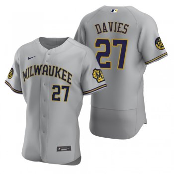 Men's Milwaukee Brewers Zach Davies Nike Gray Authentic 2020 Road Jersey