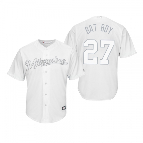 Milwaukee Brewers Zach Davies Bat Boy White 2019 Players' Weekend Replica Jersey