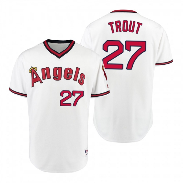 Los Angeles Angels Mike Trout White 1975 Turn Back the Clock Authentic Player Jersey