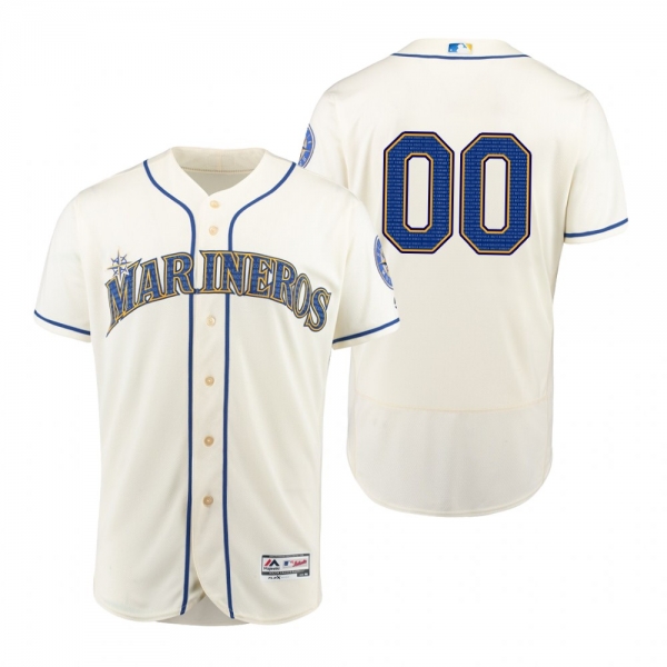 Seattle Mariners Cream Hispanic Heritage Flex Base Custom Jersey