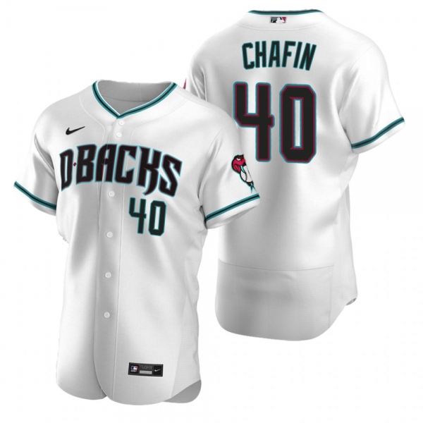 Men's Arizona Diamondbacks Andrew Chafin Nike White Teal Authentic 2020 Alternate Jersey