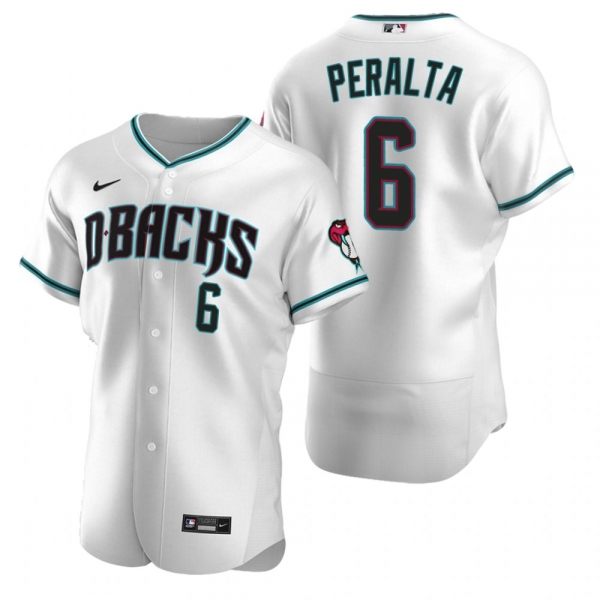 Men's Arizona Diamondbacks David Peralta Nike White Teal Authentic 2020 Alternate Jersey