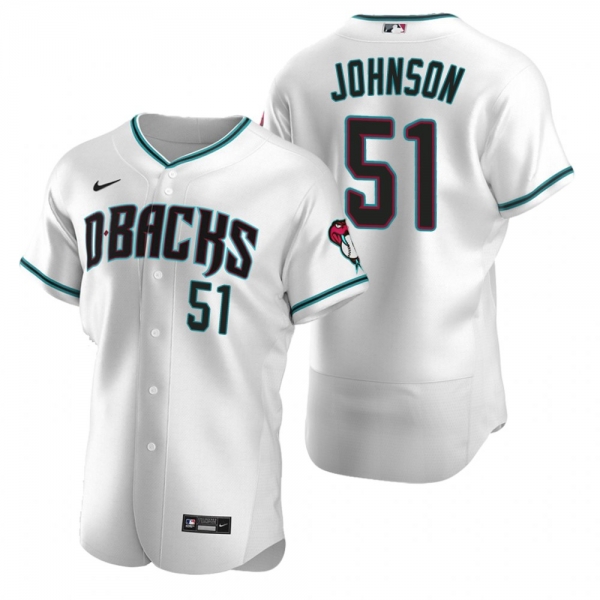 Men's Arizona Diamondbacks Randy Johnson Nike White Teal Authentic 2020 Alternate Jersey