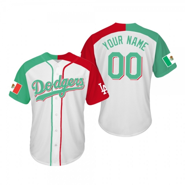 Custom Los Angeles Dodgers Two-Tone Mexican Heritage Night Cool Base Jersey