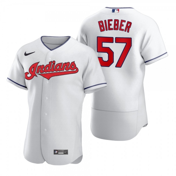 Cleveland Indians Shane Bieber Nike White 2020 Authentic Jersey