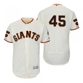 Giants Derek Holland Ivory Peter & Stretch 44 Patches Flex Base Jersey