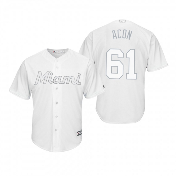 Miami Marlins Adam Conley Acon White 2019 Players' Weekend Replica Jersey