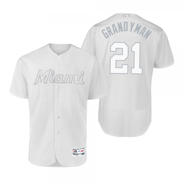 Marlins Curtis Granderson Grandyman White 2019 Players' Weekend Authentic Jersey