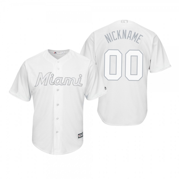 Miami Marlins Custom White 2019 Players' Weekend Nickname Replica Jersey