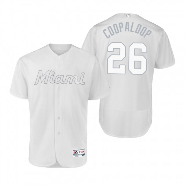 Miami Marlins Garrett Cooper Coopaloop White 2019 Players' Weekend Authentic Jersey