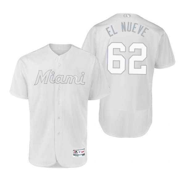 Marlins Jose Urena El Nueve White 2019 Players' Weekend Authentic Jersey