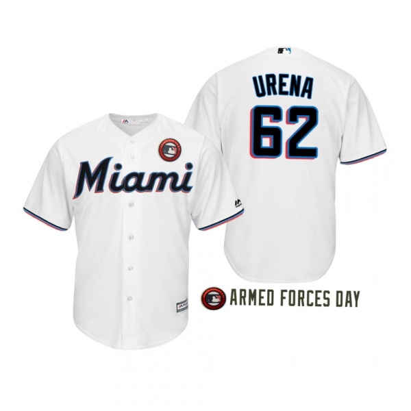 2019 Armed Forces Day Jose Urena Miami Marlins White Jersey