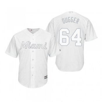 Miami Marlins Robert Dugger Dugger White 2019 Players' Weekend Replica Jersey