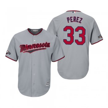 Men's Martin Perez Minnesota Twins Gray 2019 Postseason Cool Base Jersey