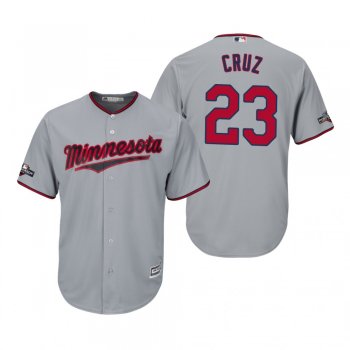 Men's Nelson Cruz Minnesota Twins Gray 2019 Postseason Cool Base Jersey