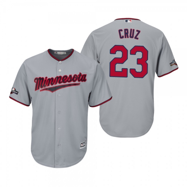 Men's Nelson Cruz Minnesota Twins Gray 2019 Postseason Cool Base Jersey