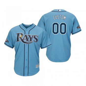 Men's Custom Tampa Bay Rays Light Blue 2019 Postseason Cool Base Jersey