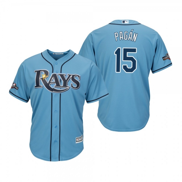 Men's Emilio Pagan Tampa Bay Rays Light Blue 2019 Postseason Cool Base Jersey