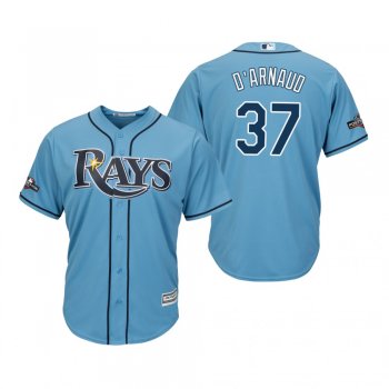 Men's Travis d'Arnaud Tampa Bay Rays Light Blue 2019 Postseason Cool Base Jersey