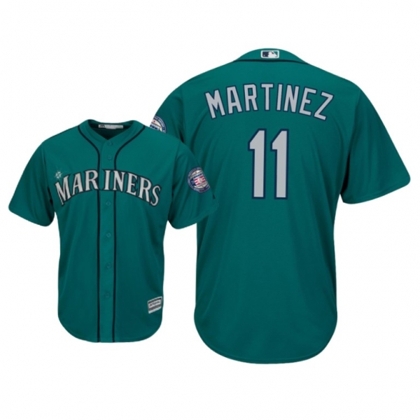 Edgar Martinez Seattle Mariners #11 Aqua 2019 Hall of Fame Induction Cool Base Alternate Cool Base Jersey Men's