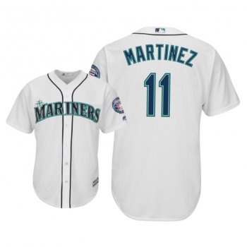 Edgar Martinez Seattle Mariners #11 White 2019 Hall of Fame Induction Cool Base Jersey Men's