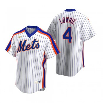 Men's New York Mets Jed Lowrie Nike White Cooperstown Collection Home Jersey