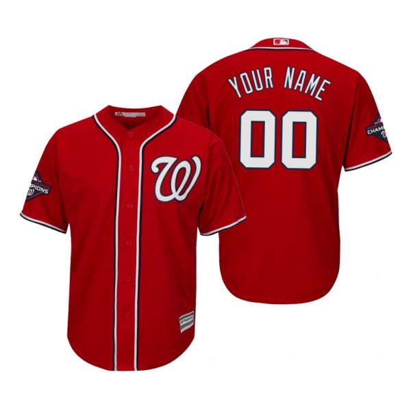 Men's Custom Washington Nationals Red 2019 World Series Champions Cool Base Jersey