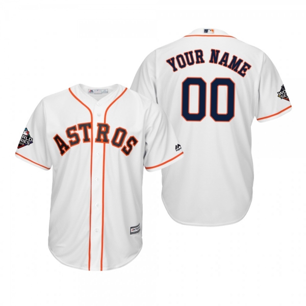 Men's Custom Houston Astros White 2019 World Series Cool Base Jersey