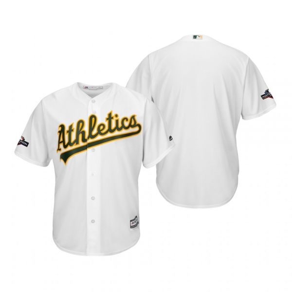 Men's Oakland Athletics White 2019 Postseason Cool Base Jersey