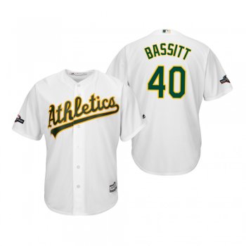 Men's Chris Bassitt Oakland Athletics White 2019 Postseason Cool Base Jersey