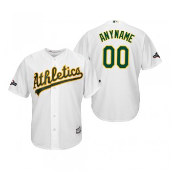 Men's Custom Oakland Athletics White 2019 Postseason Cool Base Jersey