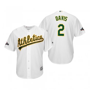 Men's Khris Davis Oakland Athletics White 2019 Postseason Cool Base Jersey