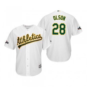 Men's Matt Olson Oakland Athletics White 2019 Postseason Cool Base Jersey