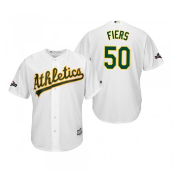 Men's Mike Fiers Oakland Athletics White 2019 Postseason Cool Base Jersey