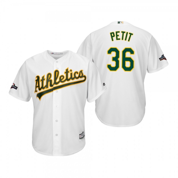 Men's Yusmeiro Petit Oakland Athletics White 2019 Postseason Cool Base Jersey