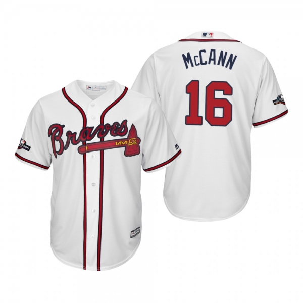 Men's Brian McCann Atlanta Braves White 2019 Postseason Cool Base Jersey