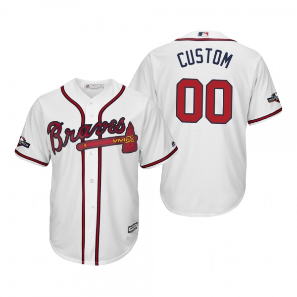 Men's Custom Atlanta Braves White 2019 Postseason Cool Base Jersey