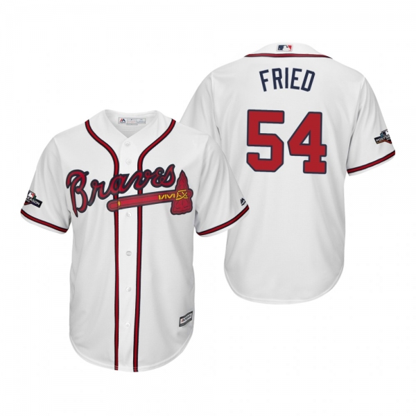 Men's Max Fried Atlanta Braves White 2019 Postseason Cool Base Jersey