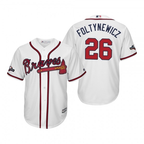 Men's Mike Foltynewicz Atlanta Braves White 2019 Postseason Cool Base Jersey