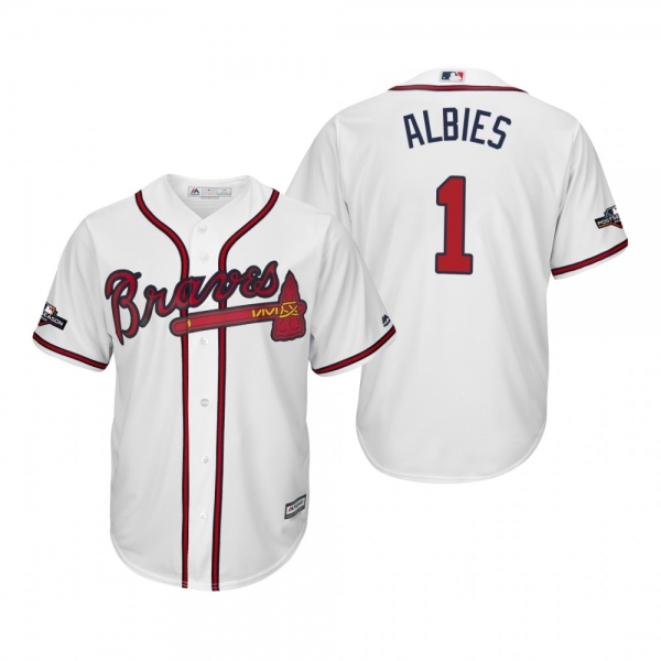 Men's Ozzie Albies Atlanta Braves White 2019 Postseason Cool Base Jersey