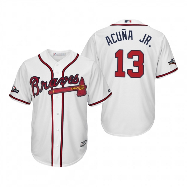 Men's Ronald Acuna Jr. Atlanta Braves White 2019 Postseason Cool Base Jersey