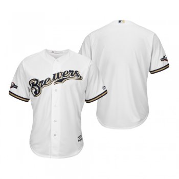 Men's Milwaukee Brewers White 2019 Postseason Cool Base Jersey