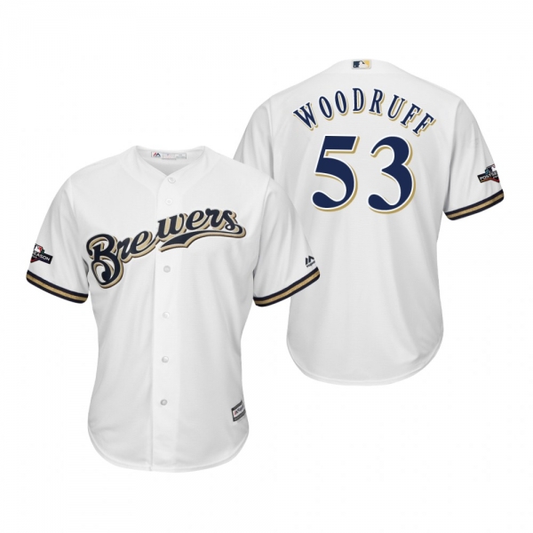 Men's Brandon Woodruff Milwaukee Brewers White 2019 Postseason Cool Base Jersey