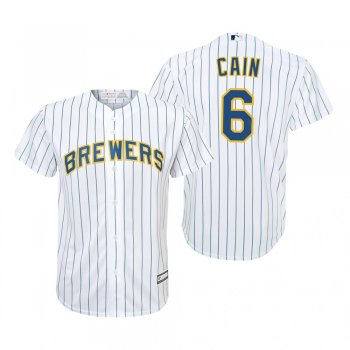 Lorenzo Cain Milwaukee Brewers White Cool Base Jersey