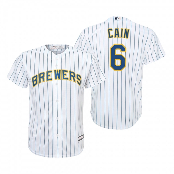 Lorenzo Cain Milwaukee Brewers White Cool Base Jersey