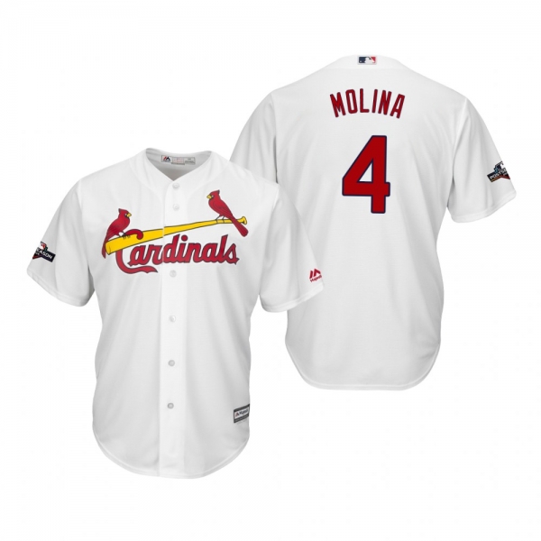 Men's Yadier Molina St. Louis Cardinals White 2019 Postseason Cool Base Jersey