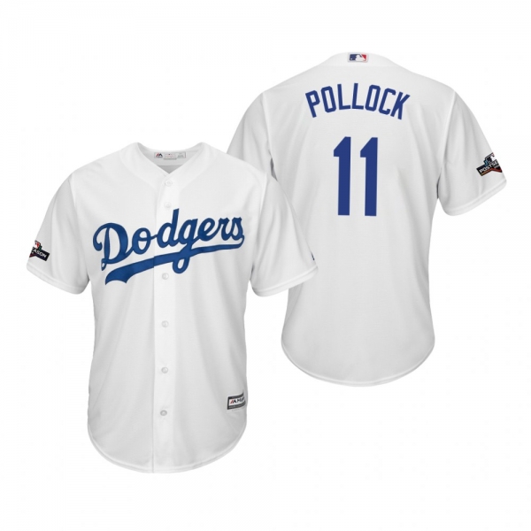 Men's A.J. Pollock Los Angeles Dodgers White 2019 Postseason Cool Base Jersey