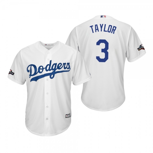 Men's Chris Taylor Los Angeles Dodgers White 2019 Postseason Cool Base Jersey