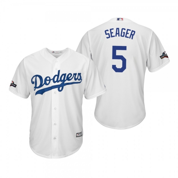 Men's Corey Seager Los Angeles Dodgers White 2019 Postseason Cool Base Jersey