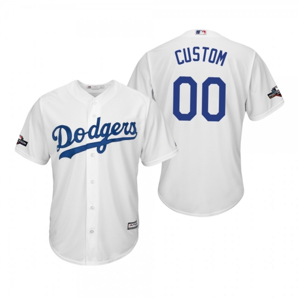 Men's Custom Los Angeles Dodgers White 2019 Postseason Cool Base Jersey